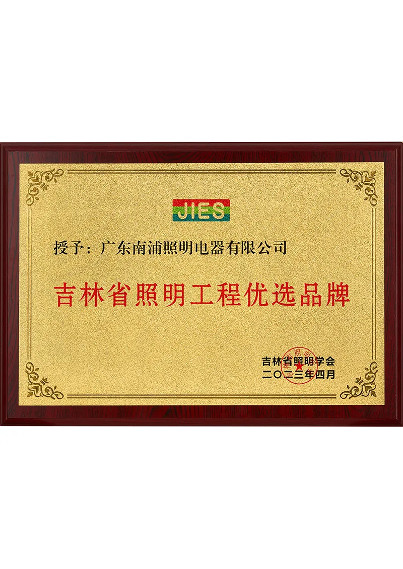 Jilin Province Lighting Engineering Preferred Brand Award
